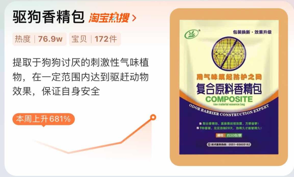 如何避免恶犬追咬？ 网友开始在淘宝网购“驱狗香精包”